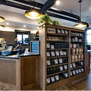 Pick up a bag of coffee or tea to take home.