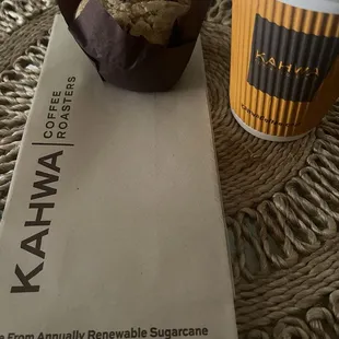 Chocolate chip muffin and vanilla latte