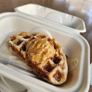 PB Caramel Croissant waffle