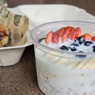 yogurt and fruit in a container