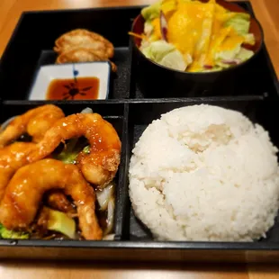 Teriyaki shrimp bento box