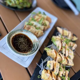 Stuffed Jalapenos, Edamame (free when you check into Yelp) I forgot what the other dish is.