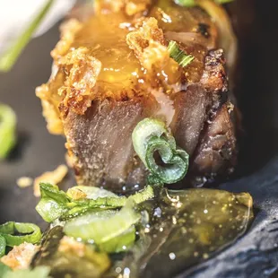 Kurobuta Pork Belly Robota Skewers.