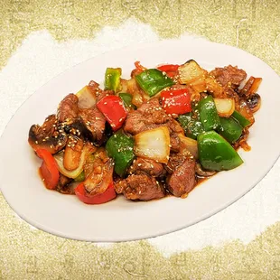 a plate of stir fried vegetables