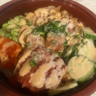 Salmon and Spicy Tuna Poke Bowl