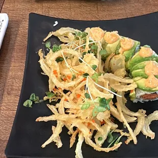 a plate of food on a table