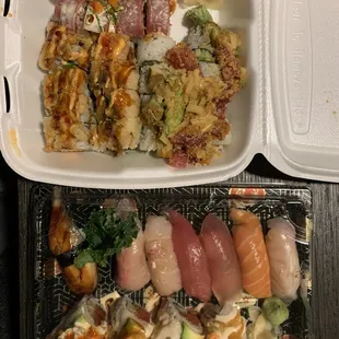 sashimi, sushi, sushi and sashimi, food