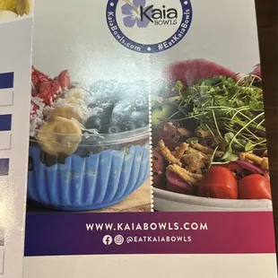 Front of menu