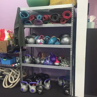 Weights, kettle bells, and yoga matts, oh my.