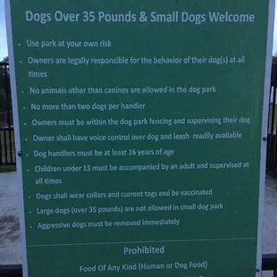 Large Dog Park Rules