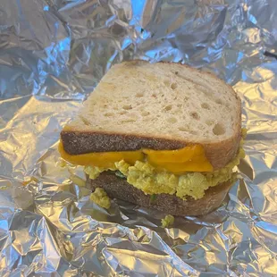 Vegan spinach, egg and cheese sandwich