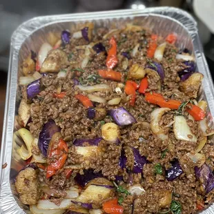 Eggplant with beef (party tray)
