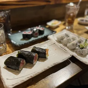 Hand rolls and maki
