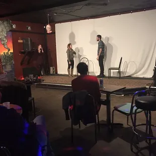 Stage where the improv group was performing.