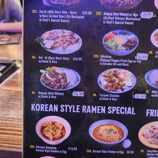 ramen and noodles, menu