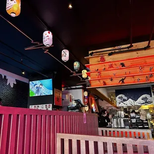 Inside - anime figurine and anime playing on the TVs
