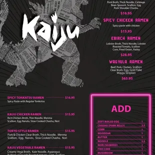 Ramen menu