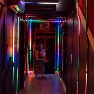 Hallway leading to the downstairs bar.