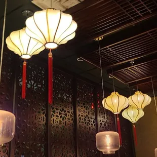 lanterns hanging from the ceiling