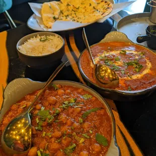 Chana masala and paneer butter masala