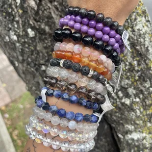 We carry a wide variety of crystal bead bracelets!