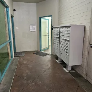 Go down this short hallway for the restrooms