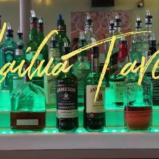 a display of liquor bottles