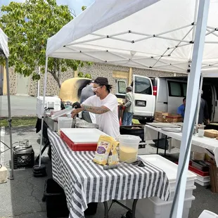 a man preparing food