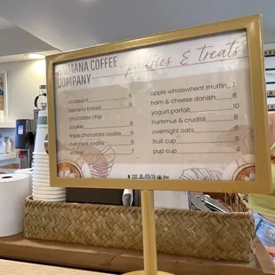  menu for a coffee shop