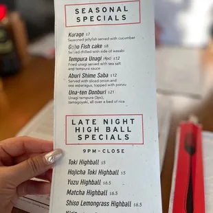 Special menu