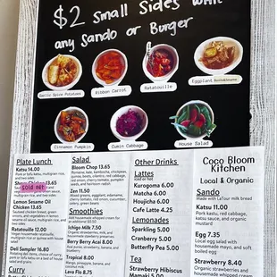 Coco Bloom Kitchen Menu!