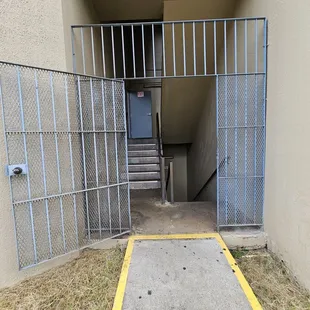 The stairwell on the 5th Avenue side has a locked gate