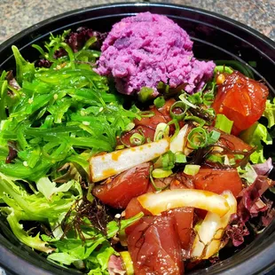 Kaka&apos;ako Bowl with shoyu ahi over salad and sweet potato