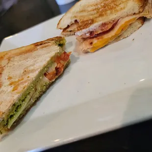 Sharing the caprese panini and turkey club panini