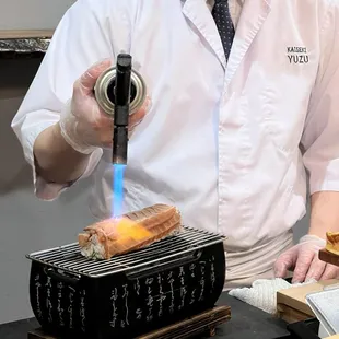 Torching salmon roll