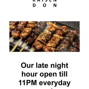 We are closing at 11pm now!