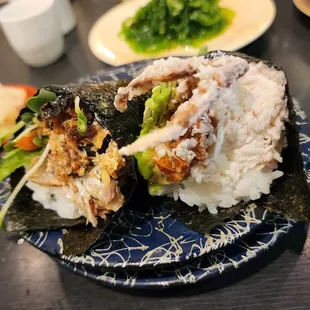 Salmon Skin &amp; Soft Shell Crab Hand Rolls