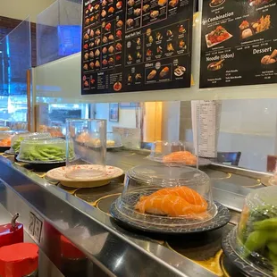 interior, sushi and sashimi