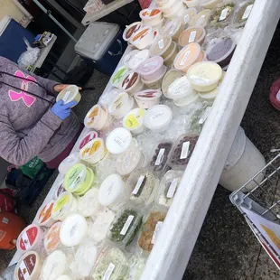 Hummus, yogurts and dips. They had samples as well.