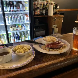 Sausage + an extra side of spetzel. The spetzel is homemade egg noodle. Really good.