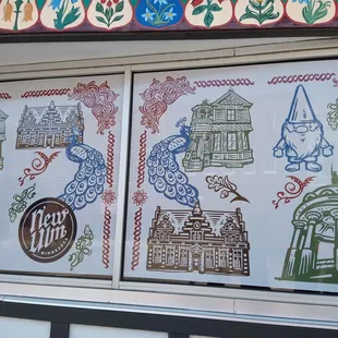 a variety of hand drawn buildings
