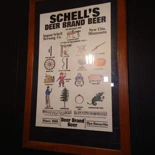 a framed poster of a beer