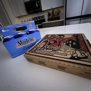 The Godfather pizza and six pack of Pepsi.