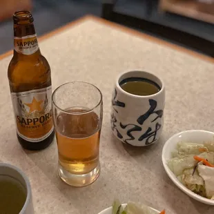 Sapporo Reserve Bottled Beer, Hot Tea, Side Salad @lesminaddio