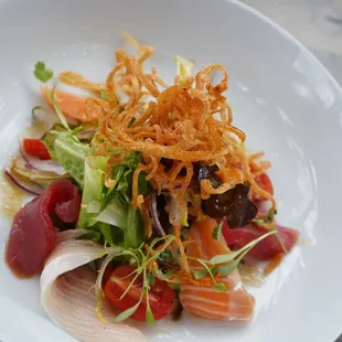 Our new brunch menu with be featuring dishes like our Sashimi Salad!