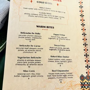 menu