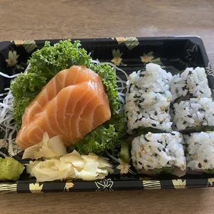Salmon Sashimi and Yellowtail with jalapeño roll