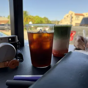 Slow cold brew and strawberry matcha