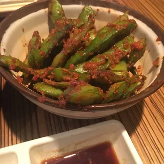 Spicy Garlic Edamame