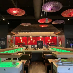 interior, sushi and sashimi